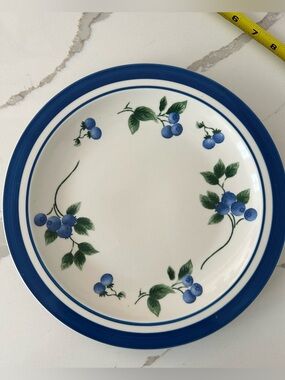 L.L.Bean Blueberry Dinner Plate 11” Discontinued Blue Rim Stoneware EUC